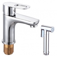 Смеситель для раковины с гигиеническим душем VIEIR V243551, однорычажный, короткий излив, хром