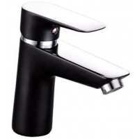 Смеситель для раковины VIEIR V263511C, однорычажный, низкий Г-излив, черный хром