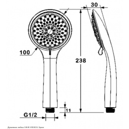 Лейка душевая ViEiR VR3031, 3 режима, 100 мм