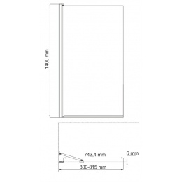 Стеклянная шторка на ванну WasserKraft Berkel 48P01-80 Fixed
