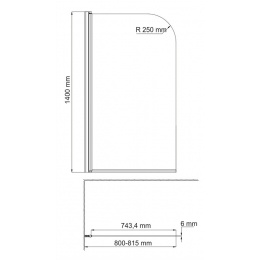 Стеклянная шторка на ванну WasserKraft Leine 35P01-80