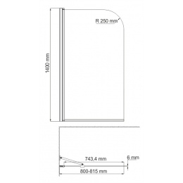 Стеклянная шторка на ванну WasserKraft Leine 35P01-80 Fixed