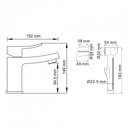 Смеситель для умывальника с гигиенической лейкой WasserKraft Aller 1068