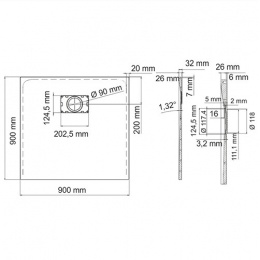 Душевой поддон WasserKraft Elbe 74T03
