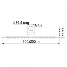 Верхняя душевая насадка WasserKRAFT A069, 30х20