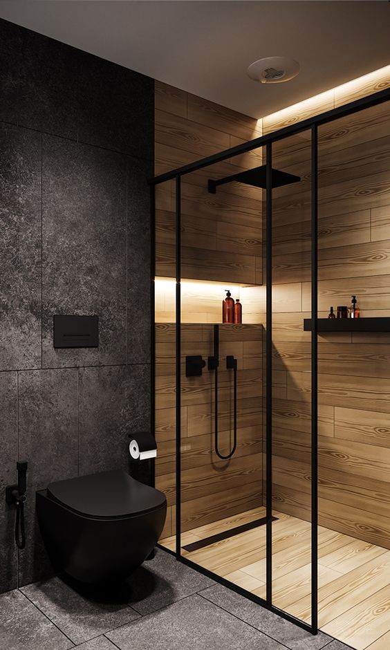 25 темных ванных комнат: чем они хороши